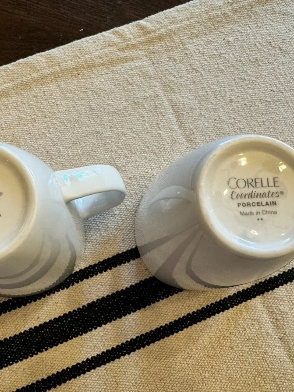SET OF 2 Corelle Coordinates Porcelain SOLID WHITE Mugs Cups (Square Top)